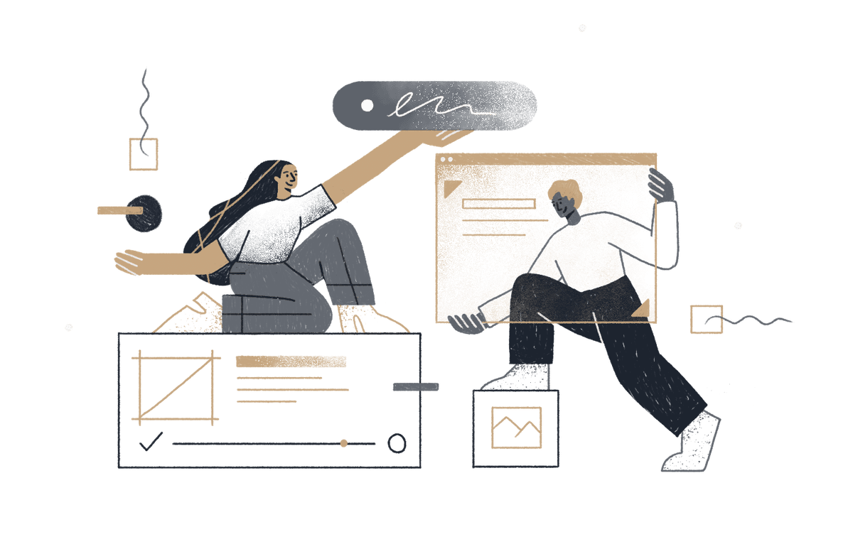 Two people building a website together